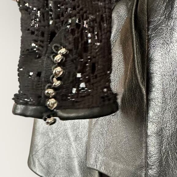 EUC | Zara Woman | Lace Leather Peplum Dress | Black | XS - Picture 8 of 16